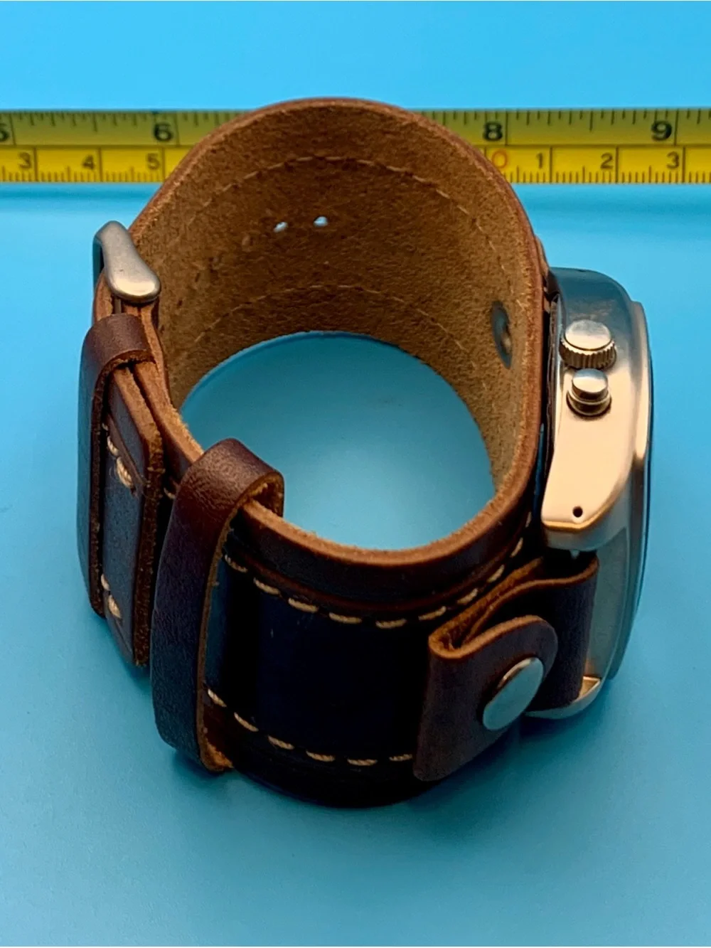 FOSSIL BIG TIC AM-3741 Men’s Vintage Quartz Wristwatch Bund Band Works New Batt